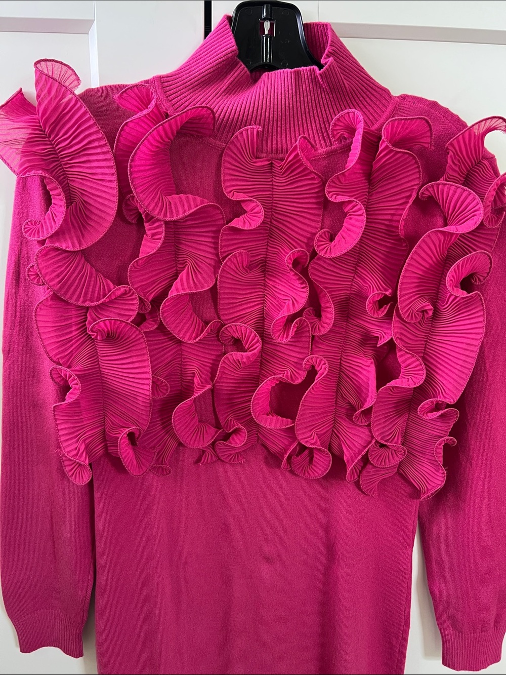 Fuchsia Ruffle Knit Dress - Picture 4 of 4